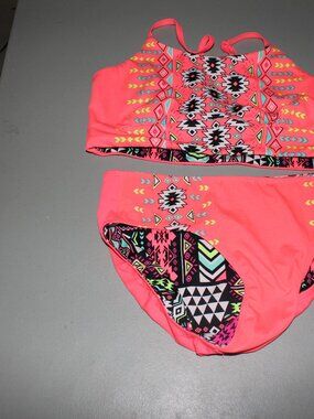 Multi Color Reversibile 2 Pcs Justice Bikini Swimsuit Size 16